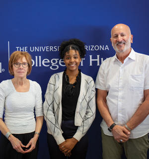 Paul and Dale Adamsbaum with UA sophomore Samia Hartley 